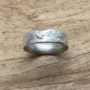 Wide Textured Silver Band