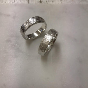 Wide Textured Silver Band